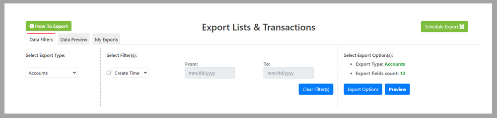 Transaction Pro Exporter setup screen