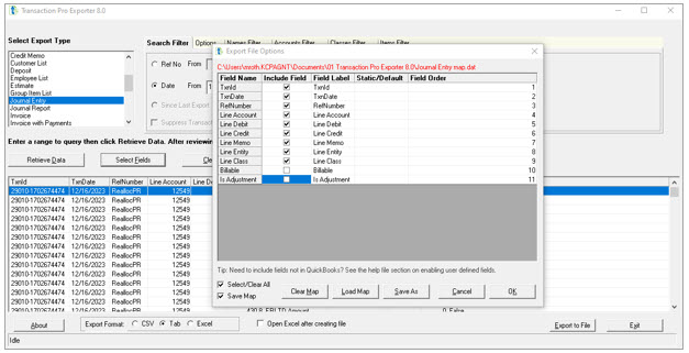 Select fields will show the columns to select or delete