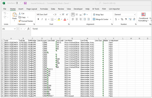 select Excel as the export file format for your transactions