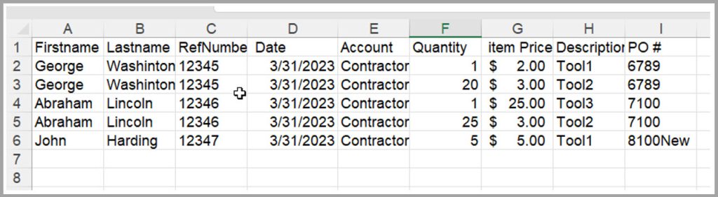 Import file for checks