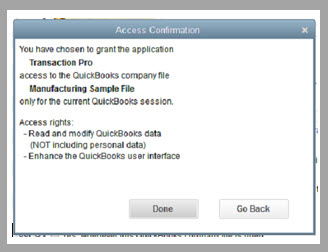 Confirm access of TPI to the company file