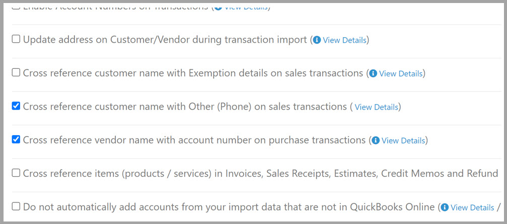 Cross reference customer and cross reference vendor name