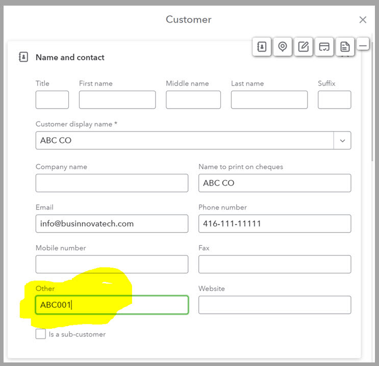 Customer details screen in Transaction Pro