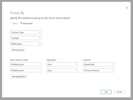 Grouping columns in Power Query to work with Transaction Pro Exporter