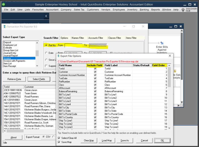 Screenshot of QuickBooks Desktop transaction screen