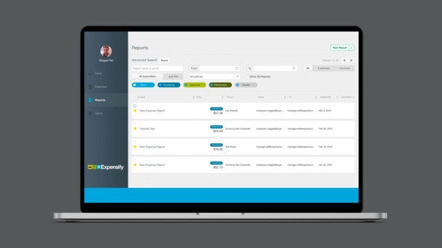 Image with a screen capture of Expensify expense management app