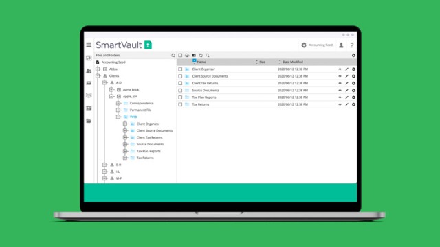 screenshot of SmartVault cloud-hosting app
