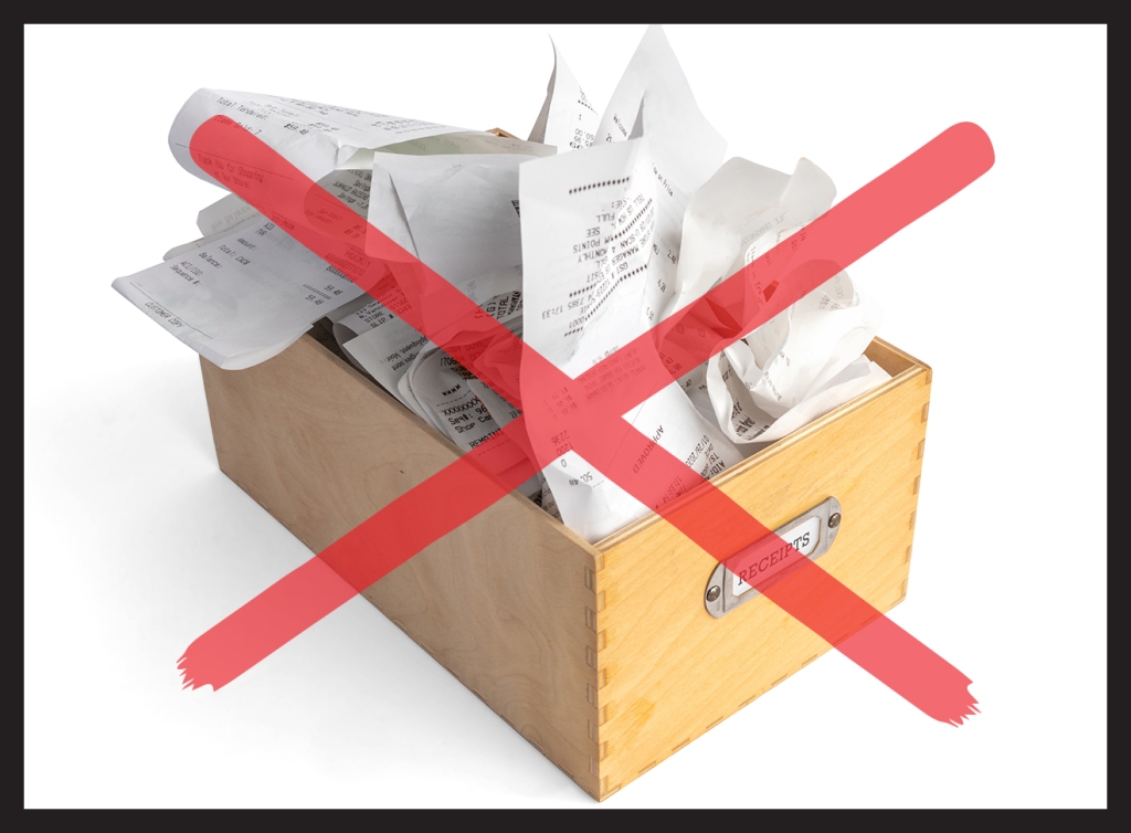 Shoebox receipts on sale