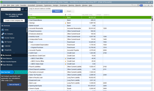 QuickBooks Desktop Chart of Accounts