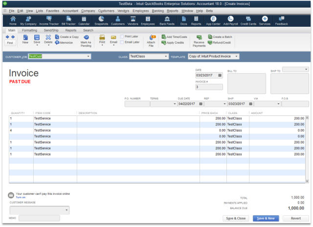 QuickBooks Desktop past due invoice stamp