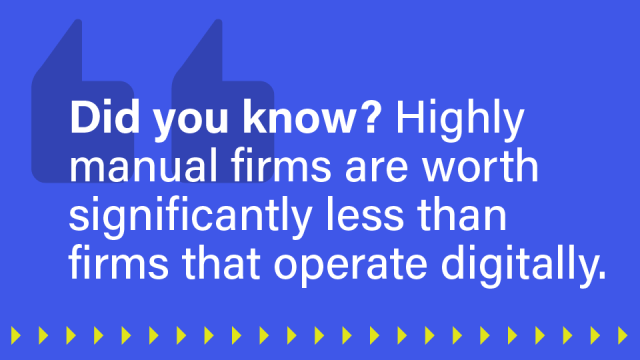 Pull quote image that reads: Did you know? Highly manual firms are worth significantly less than firms that operate digitally.