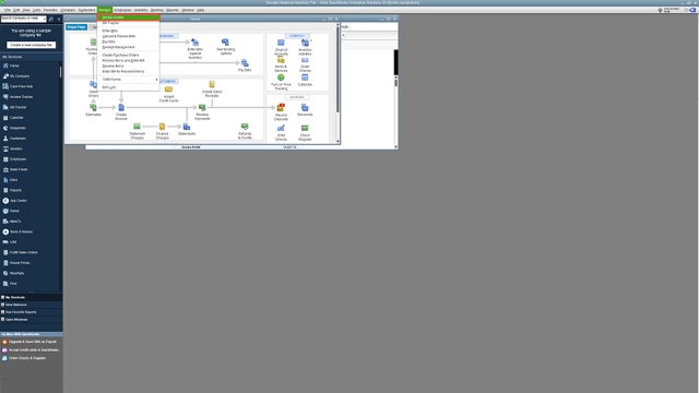 A screenshot showing how to navigate to the Vendor center in QuickBooks Desktop in order to view sent emails within the application.
