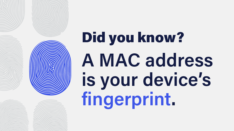 A text image reads: A MAC address is your device’s fingerprint.