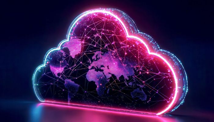 Graphic of a cloud with the world within it, indicating cloud keeps offshore and outsourced accounting teams secure.