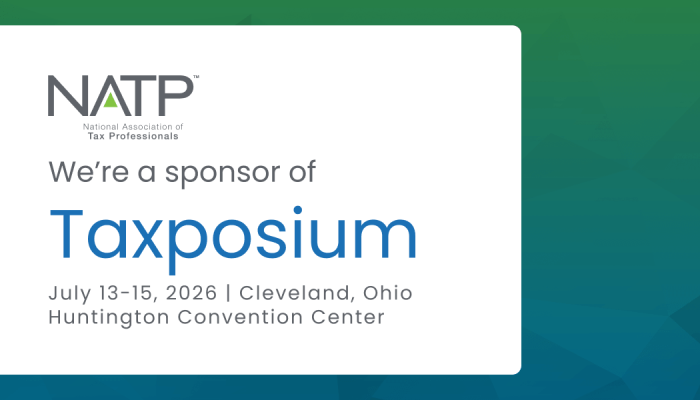 Rightworks sponsorship announcement for NATP Taxposium, July 13–15, 2026, Cleveland, Ohio.