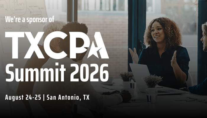 Rightworks sponsorship announcement for TX CPA Summit 2026 in San Antonio, TX, August 24-25.