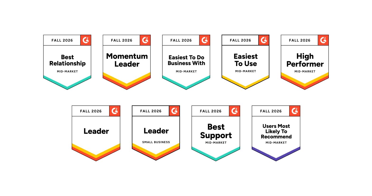 G2 mid-market badges for fall 2026 awards