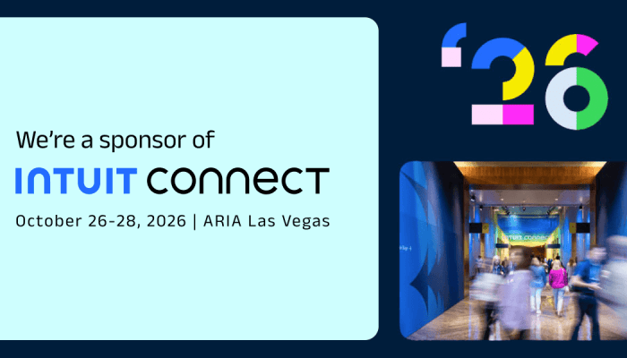 Rightworks sponsorship announcement for Intuit Connect, October 26-28, 2026, at ARIA Las Vegas.