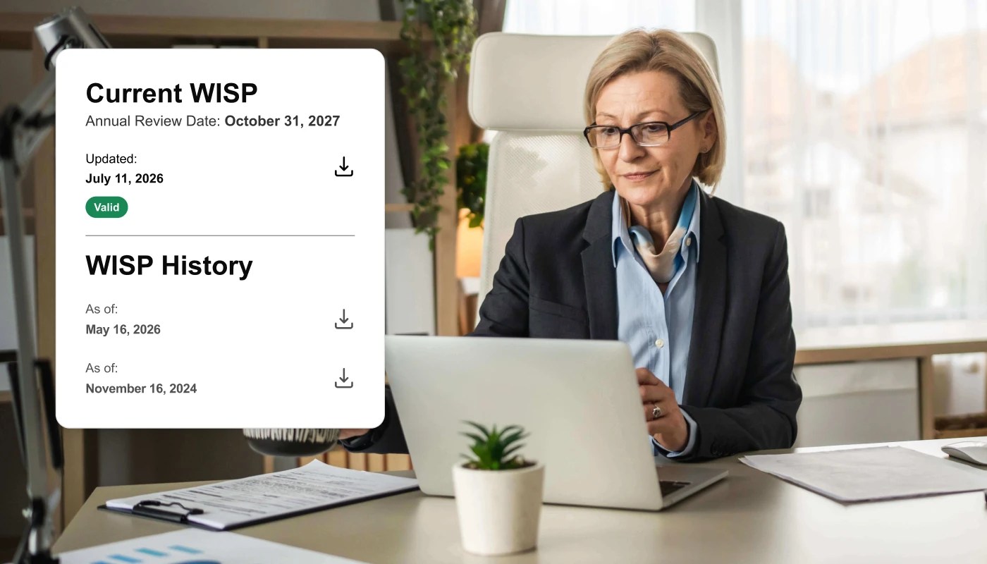 Person working on a laptop with WISP dashboard in the foreground