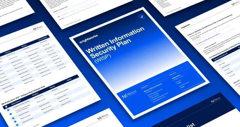 Pages of a written information security plan (WISP)